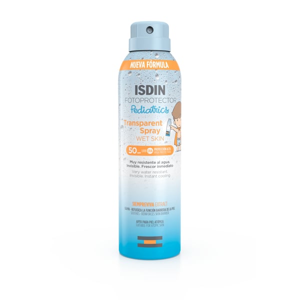 FOTOPROTECTOR ISDIN PEDIÁTRICO WET SKIN TRANSPARENTE SPRAY SPF50+ 250ML