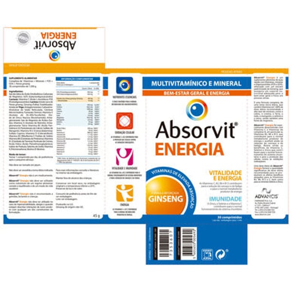 ABSORVIT ENERGIA 30 COMPRIMIDOS